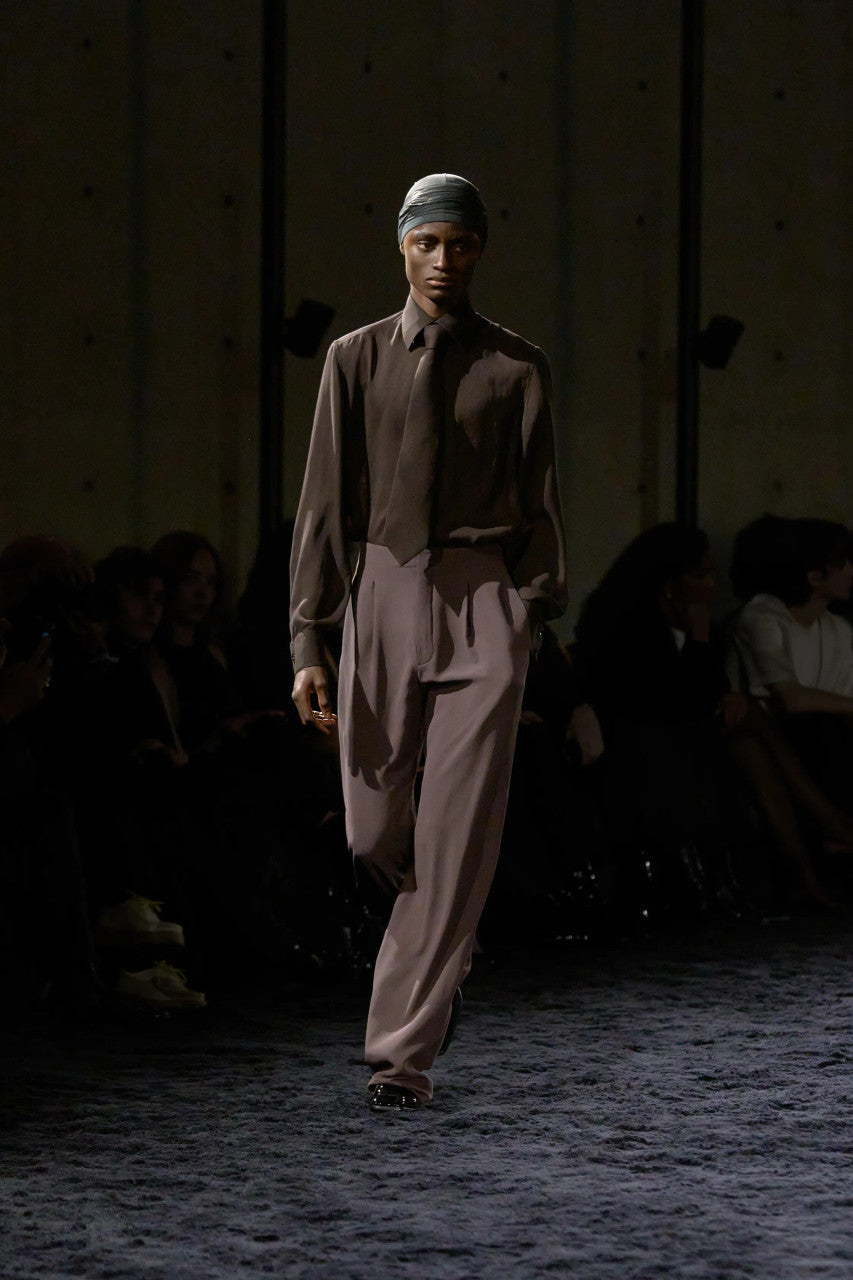 FW24 Saint Laurent 90's Pants in Silk Crepe Mauve