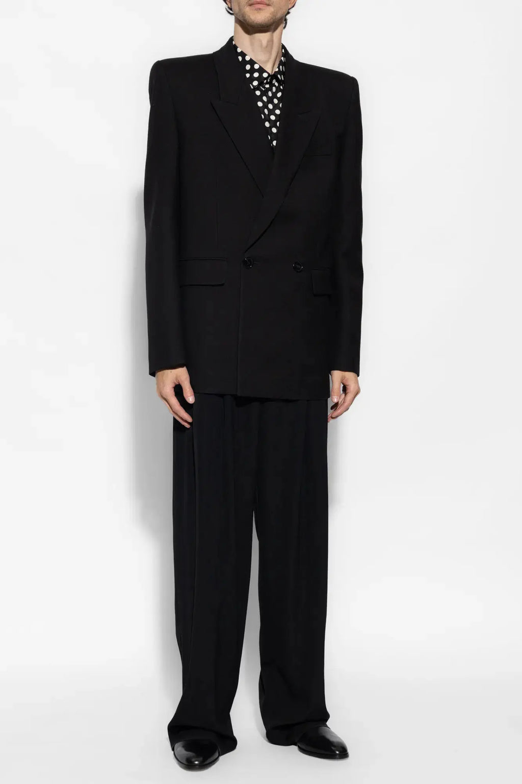 Saint Laurent&nbsp;Black Oversized Jacket in Wool Gabardine