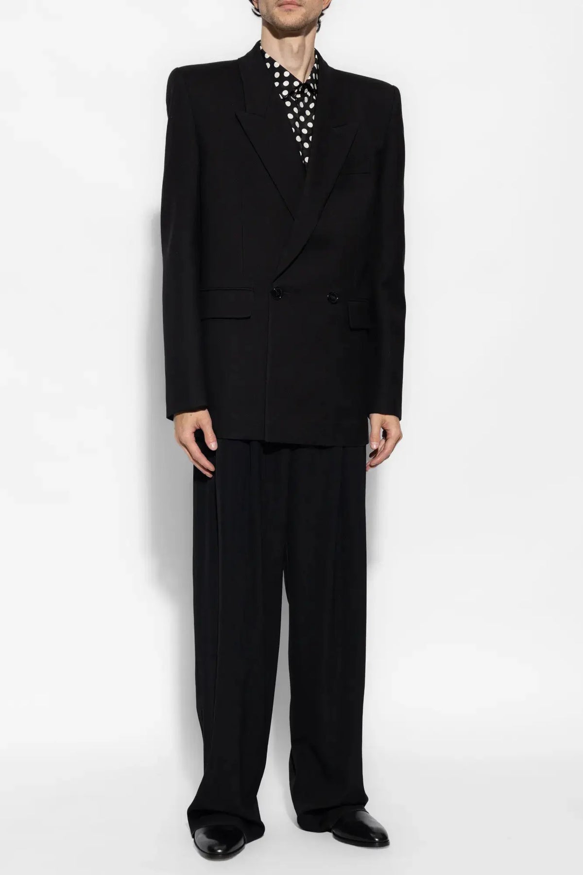 Saint Laurent&nbsp;Black Oversized Jacket in Wool Gabardine