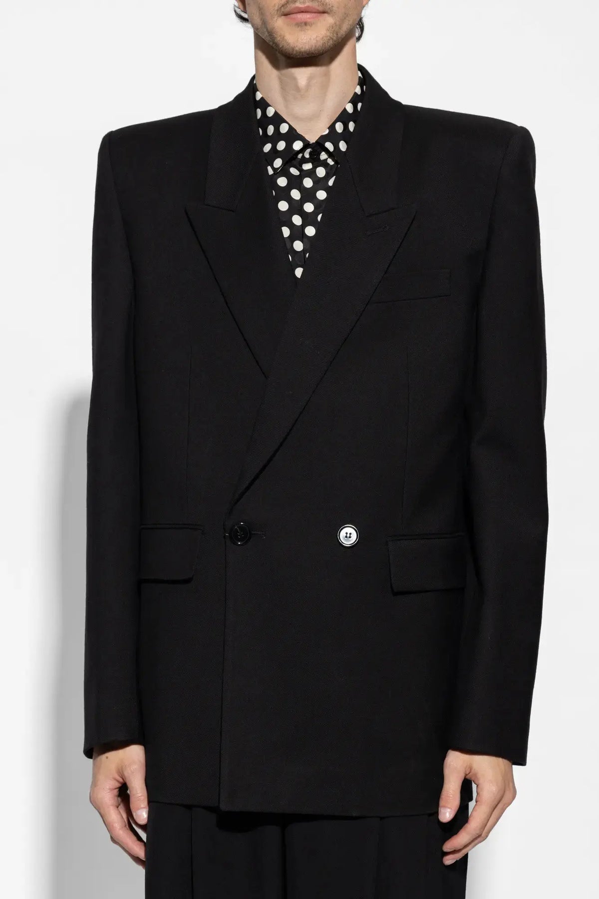 Saint Laurent&nbsp;Black Oversized Jacket in Wool Gabardine