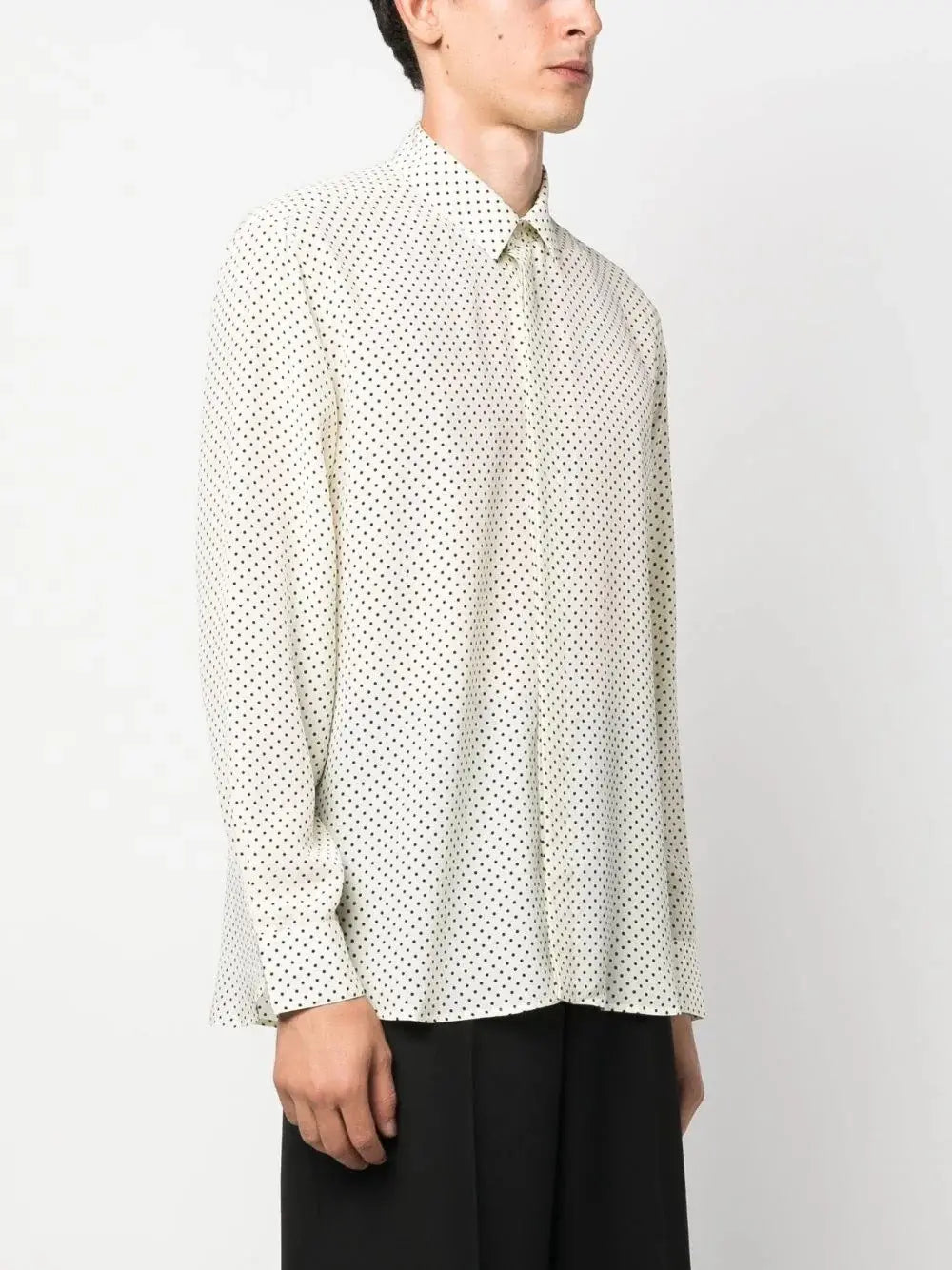 Saint Laurent Silk Shirt in Dotted Crepe De Chine Cream