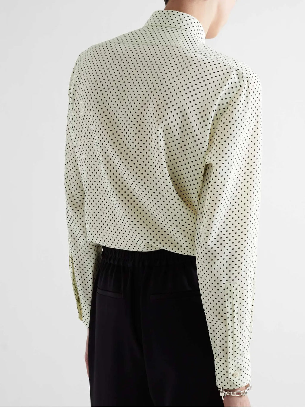 Saint Laurent Silk Shirt in Dotted Crepe De Chine Cream